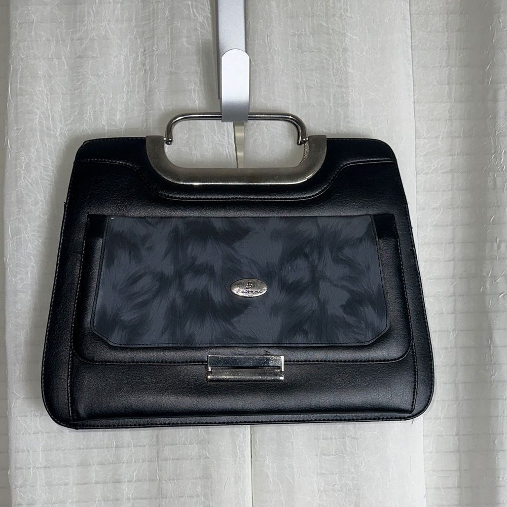 Bolinni Black Gray Top Handles Vintage Style Accordion Bag Crossbody Strap